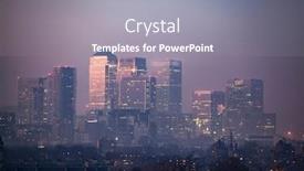  Presentation with financial center - Presentation design with financial-corporate-building-skyscrapers-center background and a gray colored foreground