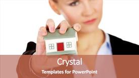  Presentation with crushing - Theme featuring financial crisis real estate - aggresive business woman crushing small background and a red colored foreground