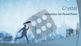  Presentation with data - Amazing slide deck having financial-data-and-man-running backdrop and a sky blue colored foreground