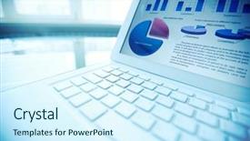  Presentation with data - Theme consisting of financial data in laptop background and a  colored foreground