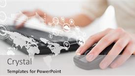  Presentation with computer processing - Presentation design featuring financial-data-processing-and-world background and a light gray colored foreground