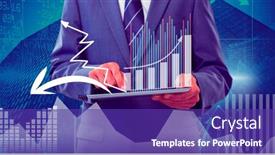  Presentation with image processing - Colorful presentation theme enhanced with financial-data-processing-over-man backdrop and a violet colored foreground