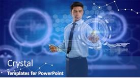  Presentation with digital finance - Presentation theme with financial-data-processing-over-man background and a ocean colored foreground