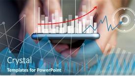  Presentation with data processing - Cool new slide set with financial-data-processing-over-woman backdrop and a ocean colored foreground