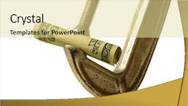  Presentation with bills - Amazing slide deck having financial discipline - hundred dollar bills in clamp backdrop and a blonde colored foreground