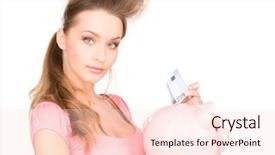 Presentation with discipline - Cool new theme with financial discipline - picture of lovely woman backdrop and a  colored foreground