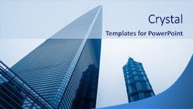  Presentation with financial center - Amazing presentation theme having financial district in shanghai shanghai backdrop and a sky blue colored foreground