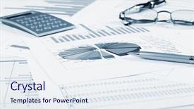  Presentation with sales - Presentation theme featuring financial documents - charts and graphs of sales background and a sky blue colored foreground