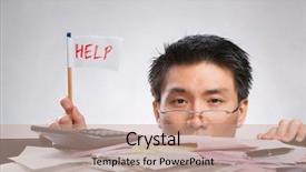  Presentation with bills - Beautiful theme featuring financial documents - man holding help flag made backdrop and a coral colored foreground