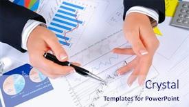  Presentation with desktop - Amazing slide deck having financial documents - workplace businessman charts securities charts backdrop and a  colored foreground