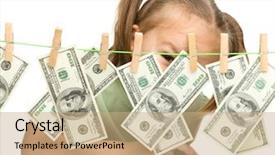  Presentation with education money - Slide set featuring financial education - cute little girl is playing background and a coral colored foreground