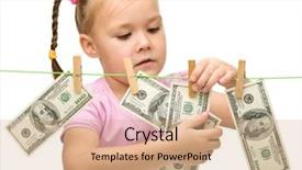  Presentation with collaboration paper dolls - Beautiful presentation theme featuring financial education - cute little girl with paper backdrop and a  colored foreground