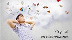  Presentation with future education - Audience pleasing slide deck consisting of financial education - young man in casual dreaming backdrop and a light gray colored foreground