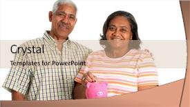  Presentation with senior couple - Presentation theme featuring financial family - senior minority couple set background and a coral colored foreground