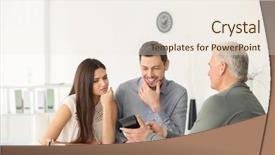  Presentation with pension - Presentation design featuring financial family - young couple discussing pension plan background and a sky blue colored foreground