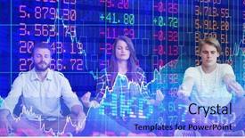  Presentation with cartoon black white people - Presentation theme having financial fitness - business people meditating against white background and a light blue colored foreground