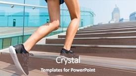  Presentation with stepping - Amazing presentation theme having financial fitness - sporty girl stepping backdrop and a  colored foreground
