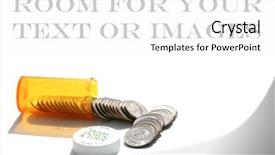  Presentation with pill bottle - Cool new theme with financial fitness - ten dollars in us quarters backdrop and a white colored foreground