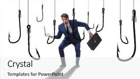  Presentation with financial fraud - Slide deck consisting of financial fraud - businessman being tempted to bite background and a white colored foreground