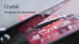  Presentation with credit card fraud fraud - Audience pleasing PPT theme consisting of financial fraud - credit card being cut backdrop and a light gray colored foreground