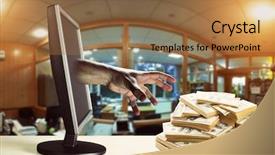  Presentation with financial fraud - Presentation theme with financial fraud - stealing money background and a coral colored foreground