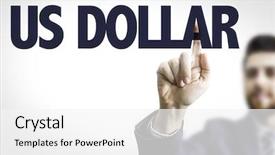  Presentation with business growth dollar - Presentation design with financial freedom - business man pointing the text background and a white colored foreground
