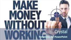  Presentation with money - Presentation consisting of financial freedom - business man pointing the text background and a ocean colored foreground