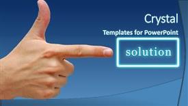  Presentation with solution - PPT theme featuring financial freedom - hand showing sign for solution background and a ocean colored foreground