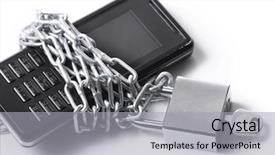  Presentation with mobile security - Theme featuring financial freedom - mobile phone security background and a light gray colored foreground