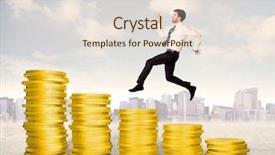  Presentation with successful - Presentation design enhanced with financial freedom - successful business man jumping up background and a lemonade colored foreground