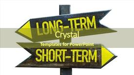  Presentation with goals - Presentation theme consisting of financial goals - long-term short-term signpost isolated background and a tawny brown colored foreground