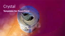  Presentation with rubber - PPT theme having financial-image-of-close-up background and a violet colored foreground