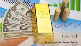  Presentation with gold - Beautiful presentation featuring financial-indicators-gold-bar backdrop and a  colored foreground