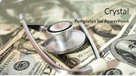  Presentation with no money - Slide deck featuring financial instruments - stethoscope and money background and a soft green colored foreground