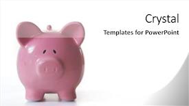 Presentation with piggy bank - PPT layouts enhanced with financial investment - pink ceramic piggy bank standing background and a  colored foreground