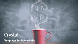  Presentation with hot and cold coffee cup - Colorful presentation theme enhanced with financial liquidity - cup of coffee backdrop and a  colored foreground