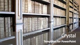  Presentation with financial literacy - Slide set enhanced with financial literacy - library with ancient books background and a gray colored foreground