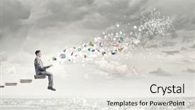  Presentation with financial literacy - Amazing presentation design having financial literacy - young businessman sitting on pile backdrop and a white colored foreground