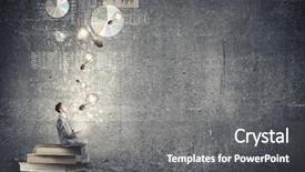  Presentation with financial literacy - Colorful presentation design enhanced with financial literacy - young businessman sitting on pile backdrop and a dark gray colored foreground