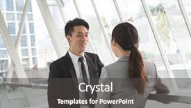  Presentation with talk - Beautiful PPT layouts featuring financial management free - asian business man and woman backdrop and a dark gray colored foreground