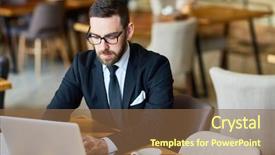  Presentation with financial - PPT theme consisting of financial manager preparing annual accounts background and a  colored foreground