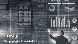  Presentation with virtual - Amazing slide deck having financial market - back view of businessman working backdrop and a dark gray colored foreground