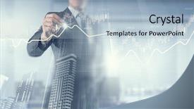  Presentation with financial market - Audience pleasing presentation theme consisting of financial market - his business growth and progress backdrop and a  colored foreground