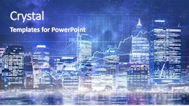  Presentation with financial market - PPT theme consisting of financial market - modern business city background background and a cobalt blue colored foreground
