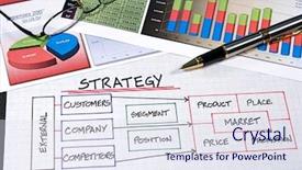  Presentation with strategy - Slide set enhanced with financial outlook - business strategy organizational charts background and a sky blue colored foreground