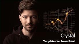  Presentation with statistics - Slides consisting of financial outlook - elegant businessman with line graphs background and a  colored foreground