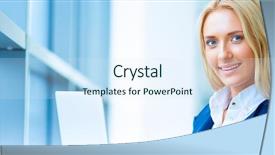  Presentation with female office graphics - Amazing PPT layouts having financial outlook - successful female office worker backdrop and a sky blue colored foreground