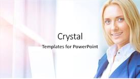  Presentation with female office graphics - Audience pleasing slide deck consisting of financial outlook - successful female office worker backdrop and a white colored foreground