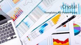  Presentation with graphing paper - Theme enhanced with financial paper charts and graphs background and a sky blue colored foreground