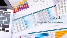  Presentation with financial - Amazing slide deck having financial paper charts and graphs on the table backdrop and a light blue colored foreground